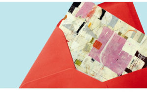 art postcard invite inside red envelope