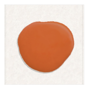 Orange irregular circular shape on a light textured background.